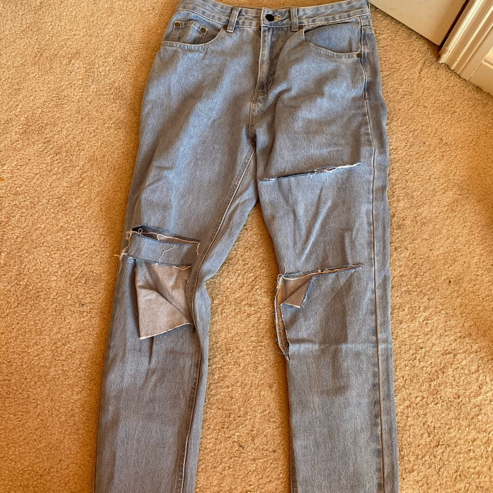 Distressed mom jeans